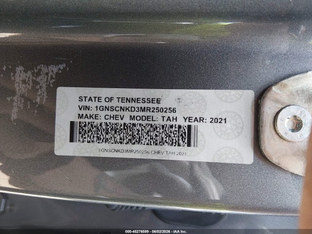 Aukcja sprzedaży 2021 Chevrolet Tahoe 2wd Lt, vin: 1GNSCNKD3MR250256, numer aukcji: 45276599
