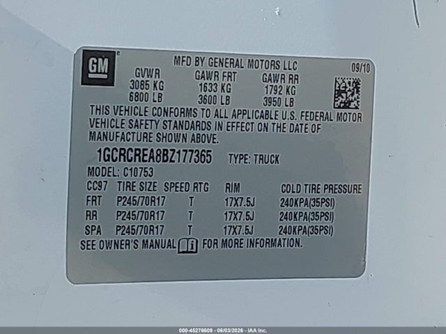Aukcja sprzedaży 2011 Chevrolet Silverado 1500 Ls, vin: 1GCRCREA8BZ177365, numer aukcji: 45276609