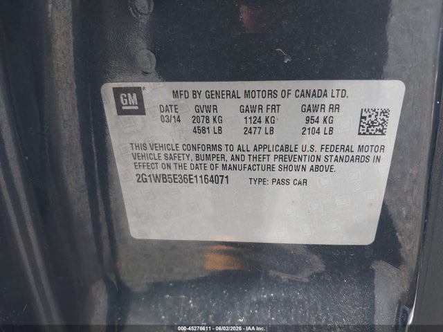 Продаж на аукціоні авто 2014 Chevrolet Impala Limited Lt, vin: 2G1WB5E36E1164071, номер лоту: 45276611