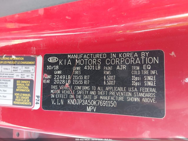 Aukcja sprzedaży 2019 Kia Soul +, vin: KNDJP3A50K7691150, numer aukcji: 45276620