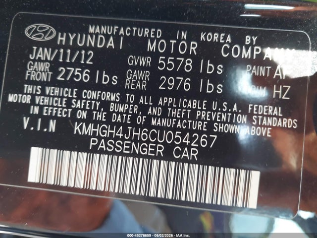 Aukcja sprzedaży 2012 Hyundai Equus Signature, vin: KMHGH4JH6CU054267, numer aukcji: 45276659