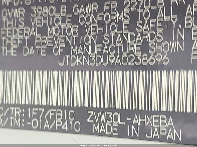 Продажа на аукционе авто 2010 Toyota Prius Ii, vin: JTDKN3DU9A0238696, номер лота: 45276665