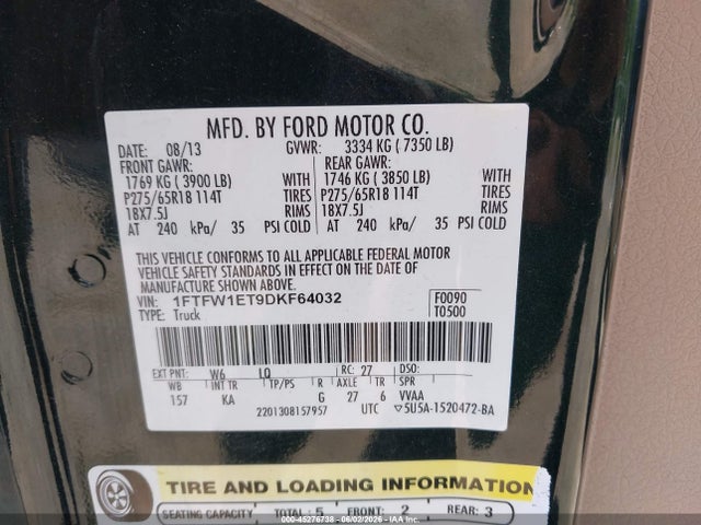 Aukcja sprzedaży 2013 Ford F-150 King Ranch, vin: 1FTFW1ET9DKF64032, numer aukcji: 45276738