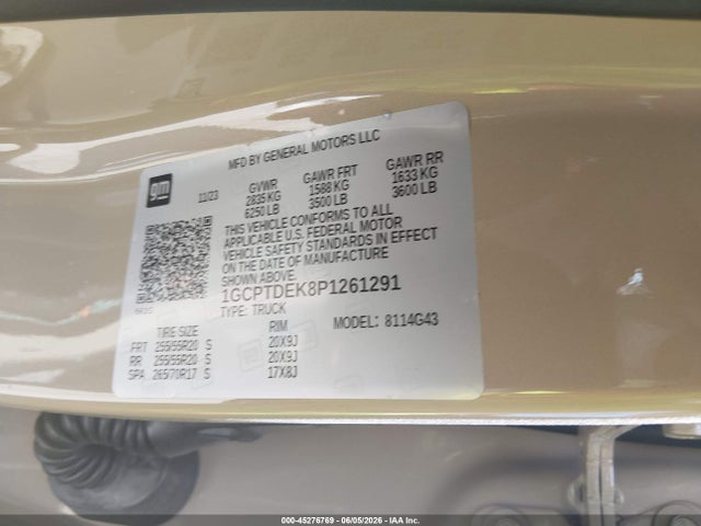 1GCPTDEK8P1261291 Chevrolet Colorado 4wd Short Box Z71