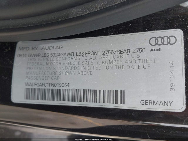 Aukcja sprzedaży 2015 Audi A6 3.0t Premium Plus, vin: WAUFGAFC1FN019064, numer aukcji: 45276788