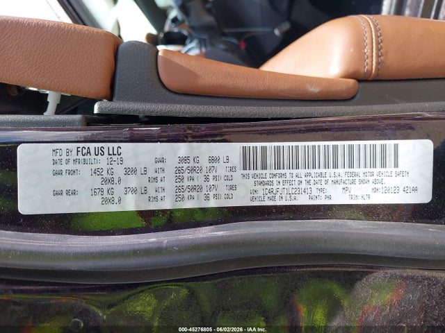 Aukcja sprzedaży 2020 Jeep Grand Cherokee Summit 4x4, vin: 1C4RJFJT1LC231413, numer aukcji: 45276805