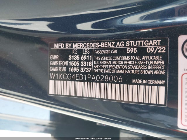 Aukcja sprzedaży 2023 Mercedes-benz Eqs 580 4matic, vin: W1KCG4EB1PA028006, numer aukcji: 45276851