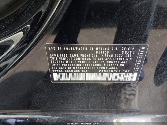 3VWC57BU5MM087045 Volkswagen Jetta 1.4t R-line/1.4t S/1.4t Se