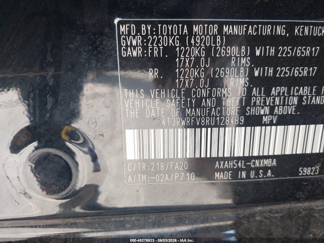 4T3RWRFV8RU128489 Toyota Rav4 Hybrid Xle