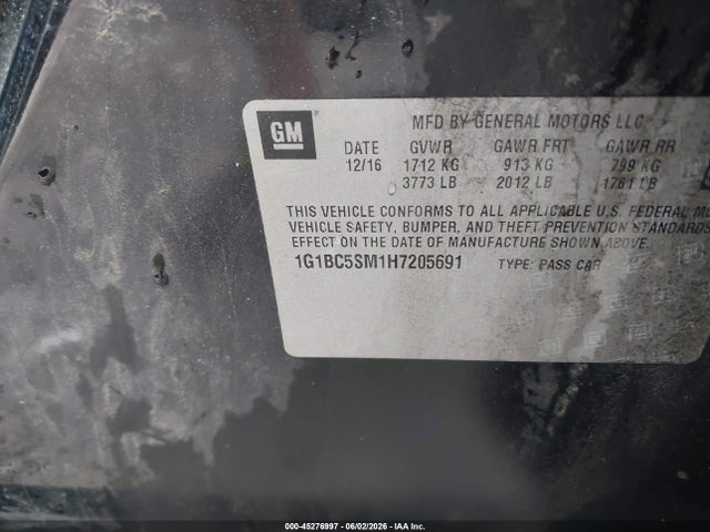 1G1BC5SM1H7205691 Chevrolet Cruze Ls Auto