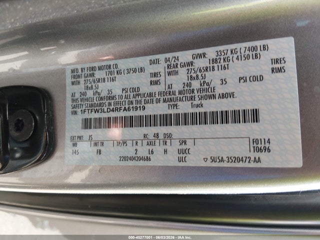 Ford F-150 Xlt 2024 1FTFW3LD4RFA61919 Image 9