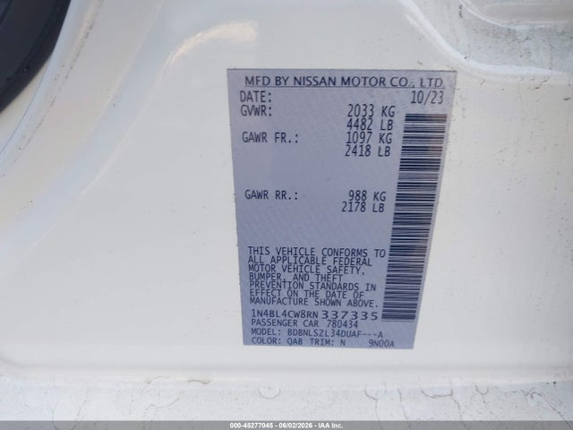 1N4BL4CW8RN337335 Nissan Altima Sr Intelligent Awd