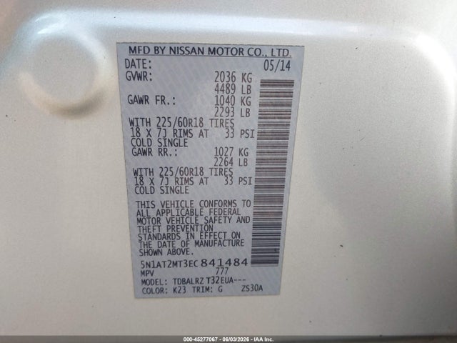 Nissan Rogue Sl 2014 5N1AT2MT3EC841484 Image 9