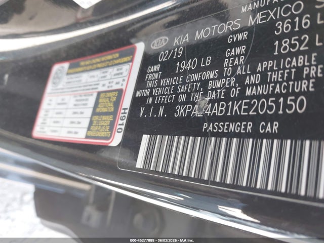 Продажа на аукционе авто 2019 Kia Rio S, vin: 3KPA24AB1KE205150, номер лота: 45277088