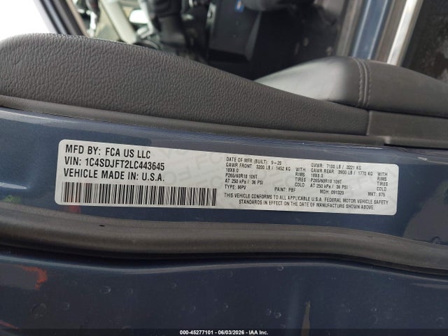 Aukcja sprzedaży 2020 Dodge Durango Pursuit Awd, vin: 1C4SDJFT2LC443645, numer aukcji: 45277101
