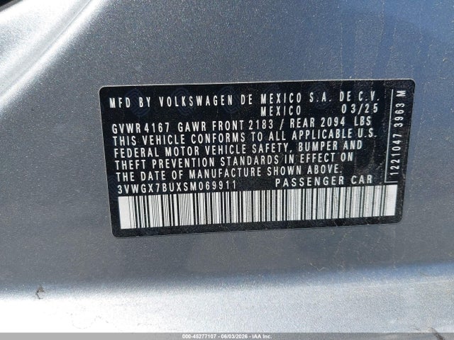 3VWGX7BUXSM069911 Volkswagen Jetta 1.5t Sel