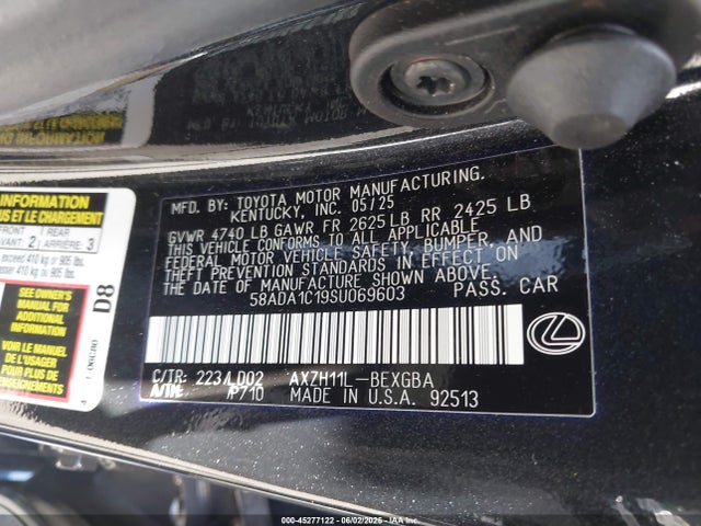 Lexus ES 300H 2025 58ADA1C19SU069603 Image 9