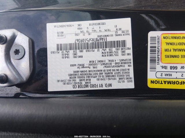 Продаж на аукціоні авто 2023 Ford Mustang Ecoboost Premium Fastback, vin: 1FA6P8TH5P5109367, номер лоту: 45277204