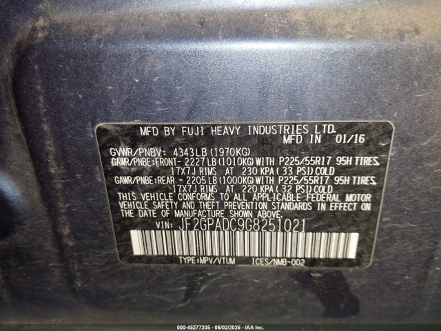 JF2GPADC9G8251021 Subaru Crosstrek 2.0i Premium