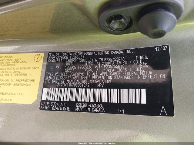 Продажа на аукционе авто 2008 Lexus Rx 350, vin: 2T2GK31U78C054372, номер лота: 45277226