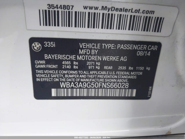 BMW 335i 2015 WBA3A9G50FNS66028 Image 9