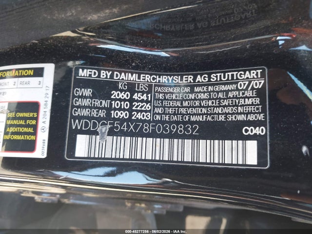 Aukcja sprzedaży 2008 Mercedes-benz C 300 Luxury/sport, vin: WDDGF54X78F039832, numer aukcji: 45277256