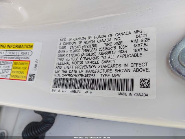 2HKRS4H4XRH483965 Honda Cr-v Ex Awd