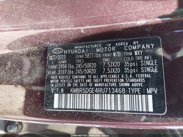 KM8R5DGE4RU713468 Hyundai Palisade Limited