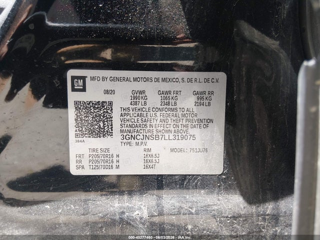 Chevrolet Trax Awd Ls 2020 3GNCJNSB7LL319075 Image 9