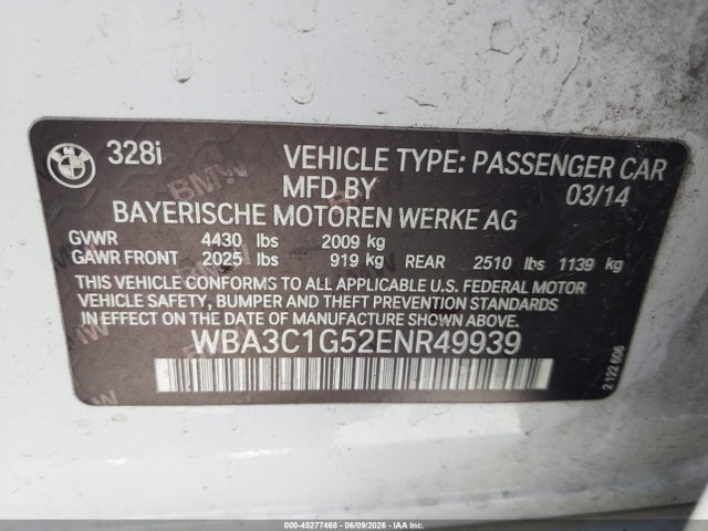 BMW 328I 2014 WBA3C1G52ENR49939 Image 9
