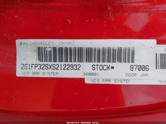 Aukcja sprzedaży 1995 Chevrolet Camaro, vin: 2G1FP32SXS2122932, numer aukcji: 45277515