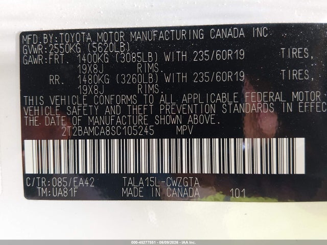 2T2BAMCA8SC105245 Lexus Rx 350 Premium