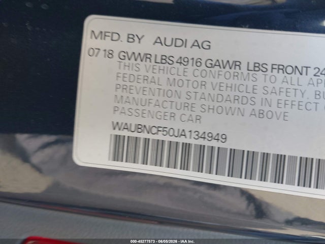 WAUBNCF50JA134949 Audi A5 2.0t Premium
