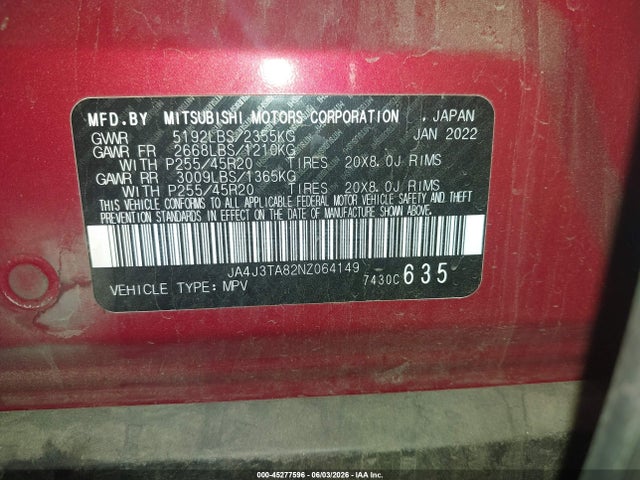 JA4J3TA82NZ064149 Mitsubishi Outlander Es 2.5 2wd