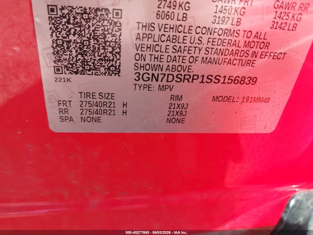 45277665 :رقم المزاد ، 3GN7DSRP1SS156839 vin ، 2025 Chevrolet Equinox Ev Rs مزاد بيع