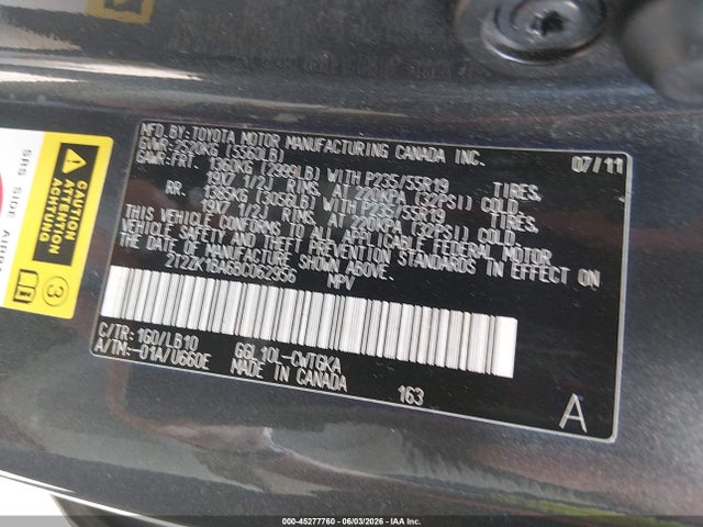 Aukcja sprzedaży 2011 Lexus Rx 350, vin: 2T2ZK1BA6BC062956, numer aukcji: 45277760