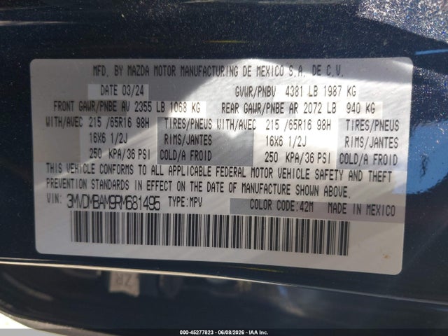 Продажа на аукционе авто 2024 Mazda Cx-30 2.5 S, vin: 3MVDMBAM9RM681495, номер лота: 45277823