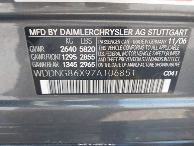 Aukcja sprzedaży 2007 Mercedes-benz S 550 4matic, vin: WDDNG86X97A106851, numer aukcji: 45277842