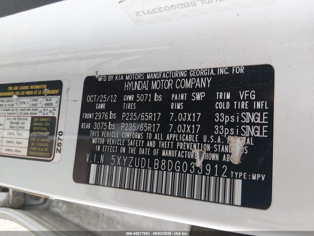 Продаж на аукціоні авто 2013 Hyundai Santa Fe Sport, vin: 5XYZUDLB8DG033912, номер лоту: 45277883