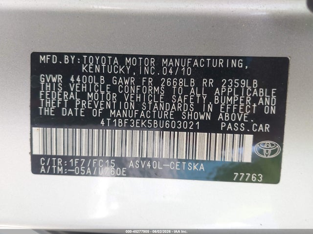 Aukcja sprzedaży 2011 Toyota Camry Se, vin: 4T1BF3EK5BU603021, numer aukcji: 45277905