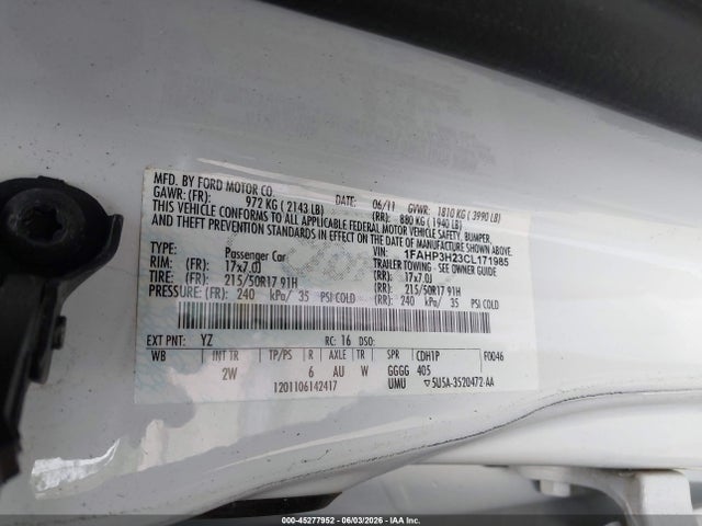 Aukcja sprzedaży 2012 Ford Focus Sel, vin: 1FAHP3H23CL171985, numer aukcji: 45277952