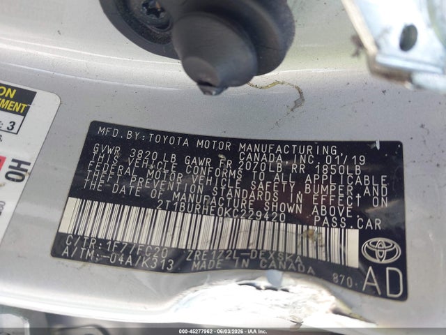Toyota COROLLA SE 2019 2T1BURHE0KC229420 Image 9