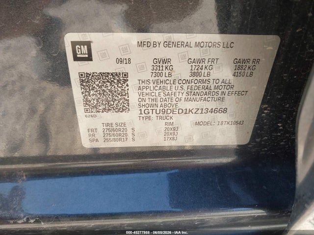 GMC Sierra 1500 Slt 2019 1GTU9DED1KZ134668 Image 9