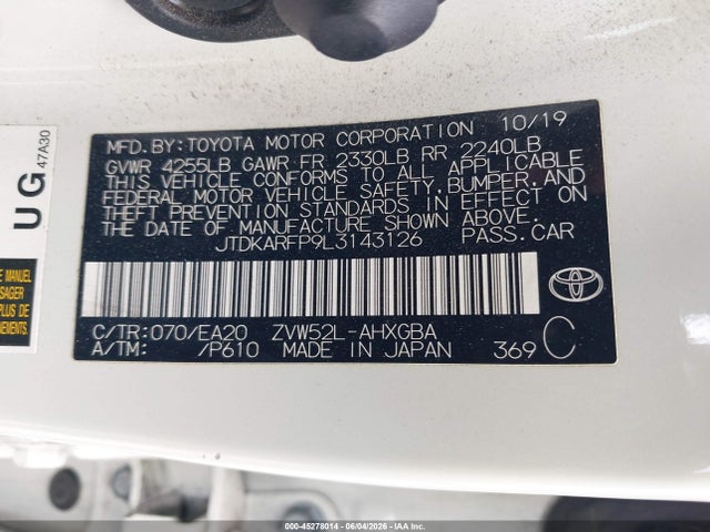 Toyota Prius Prime Xle 2020 JTDKARFP9L3143126 Image 9