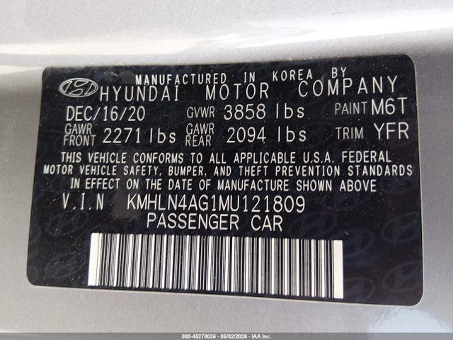 Hyundai ELANTRA SEL 2021 KMHLN4AG1MU121809 Image 9