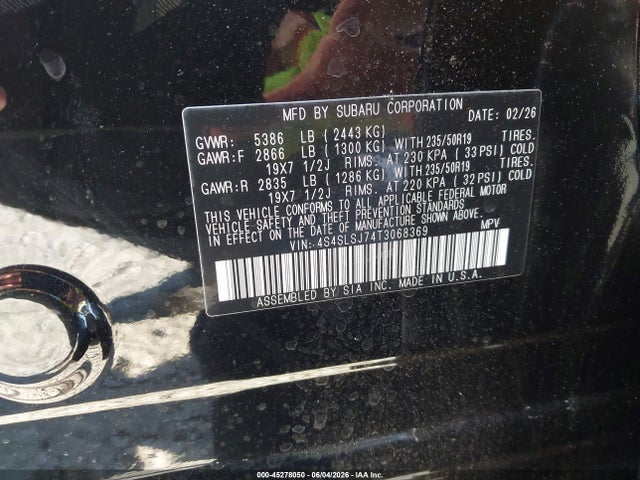 2026 Subaru Forester Sport მანქანა იყიდება აუქციონზე, vin: 4S4SLSJ74T3068369, აუქციონის ნომერი: 45278050