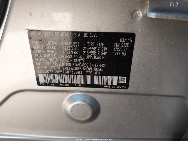 Honda HR-V EX 2016 3CZRU5H57GM738663 Image 9