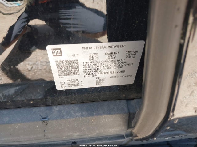 Aukcja sprzedaży 2025 Chevrolet Tahoe 4wd Lt, vin: 1GNS6NRD2SR187256, numer aukcji: 45278122