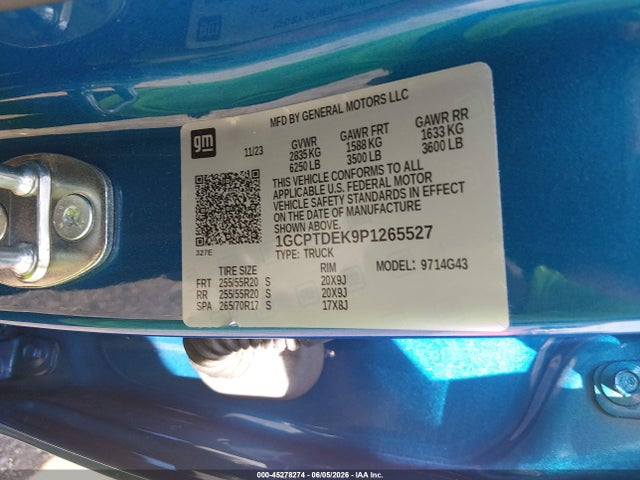 45278274 :رقم المزاد ، 1GCPTDEK9P1265527 vin ، 2023 Chevrolet Colorado 4wd  Short Box Z71 مزاد بيع