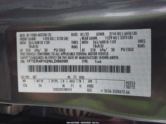 Ford Ranger Xlt 2022 1FTER4FH2NLD06090 Image 9